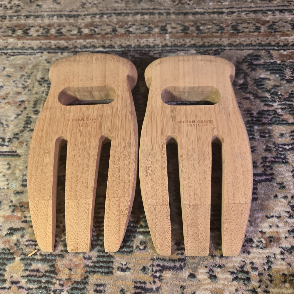 Salad Wooden Mixing Tongs Natural Unpolished, By Michael Graves Design